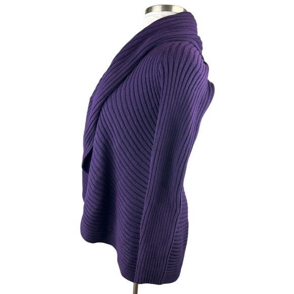 Ralph Lauren Ribbed Open Front Drape Shawl Cardigan Purple Women's Size L/XL - Picture 9 of 16